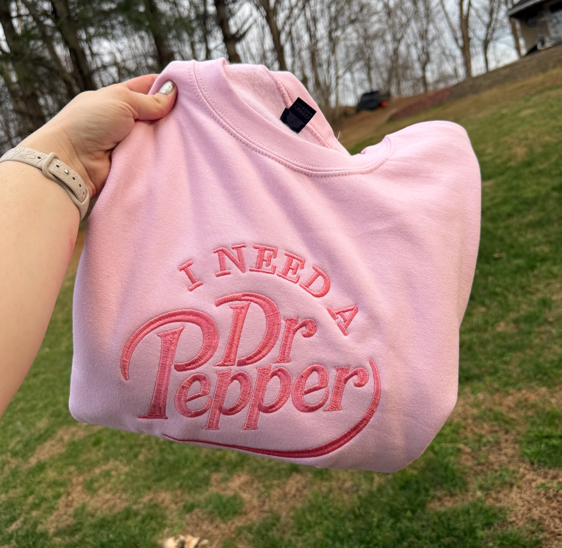 I Need a Dr P Embroidered Sweatshirt Light Pink