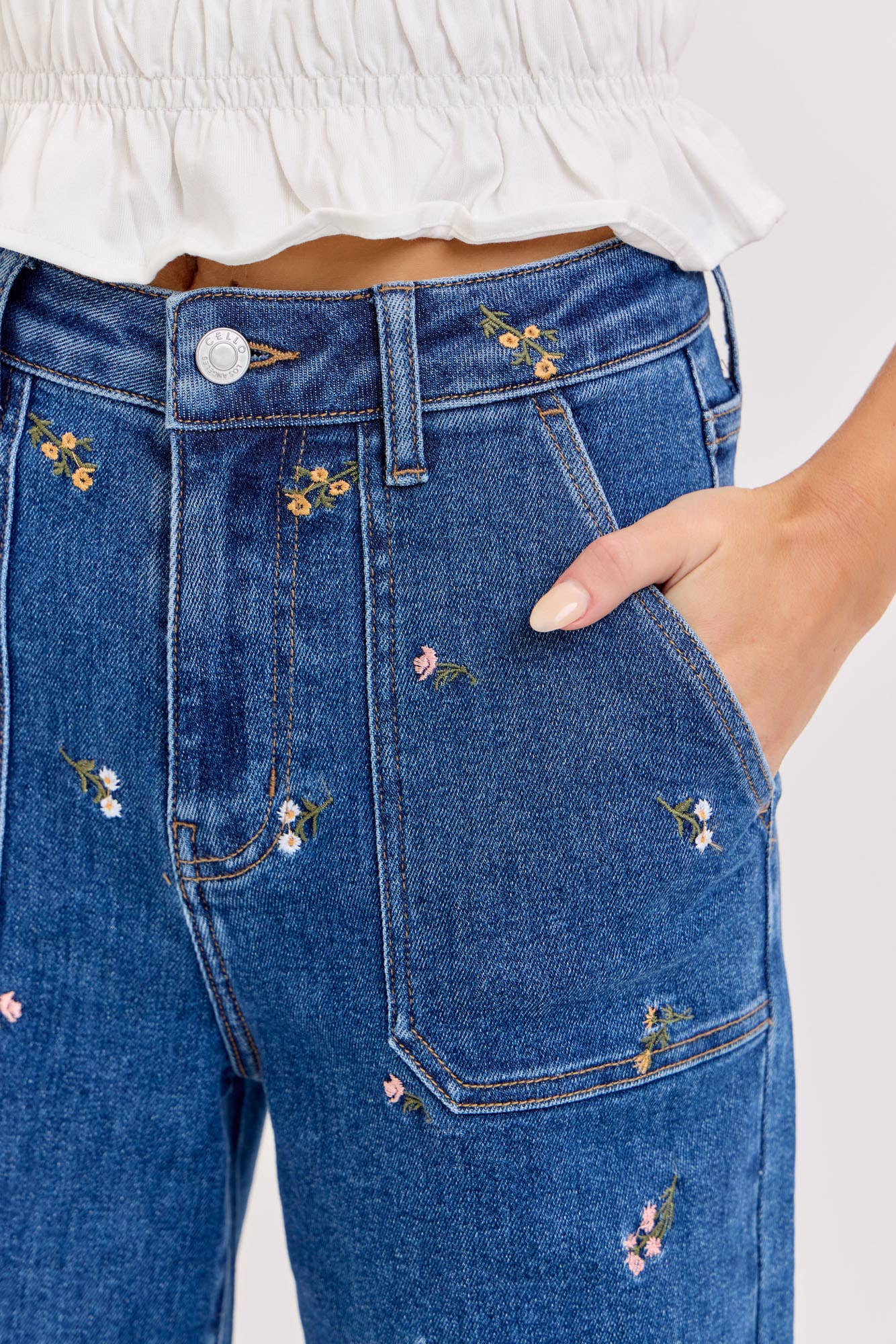 Flower Girl Embroidered Denim