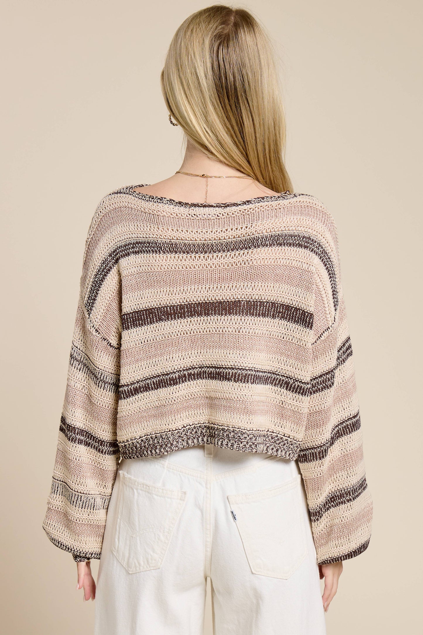 Contrast Stripe Lightweight Knit Sweater