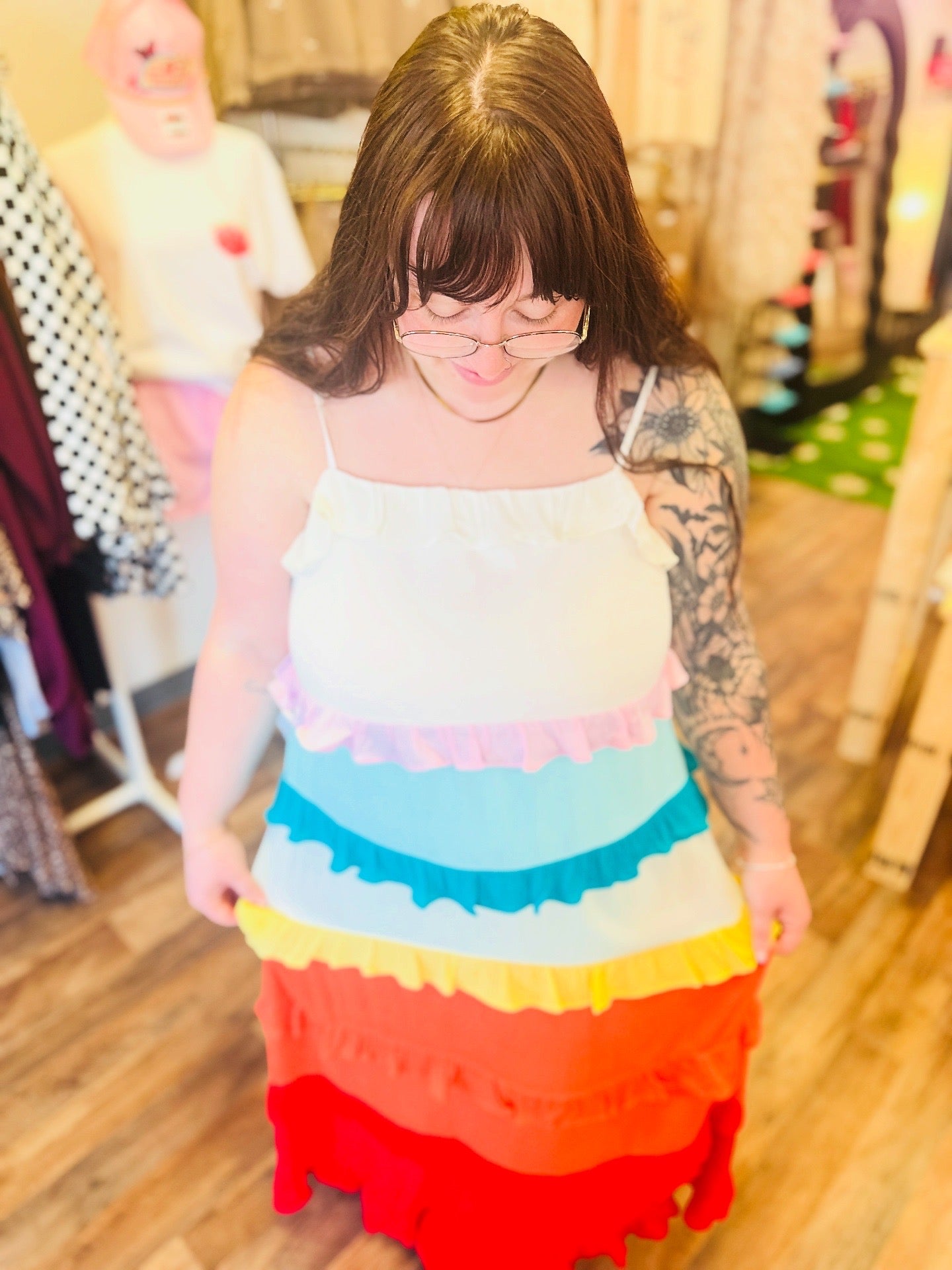 Taste the Rainbow Ruffle Maxi Dress