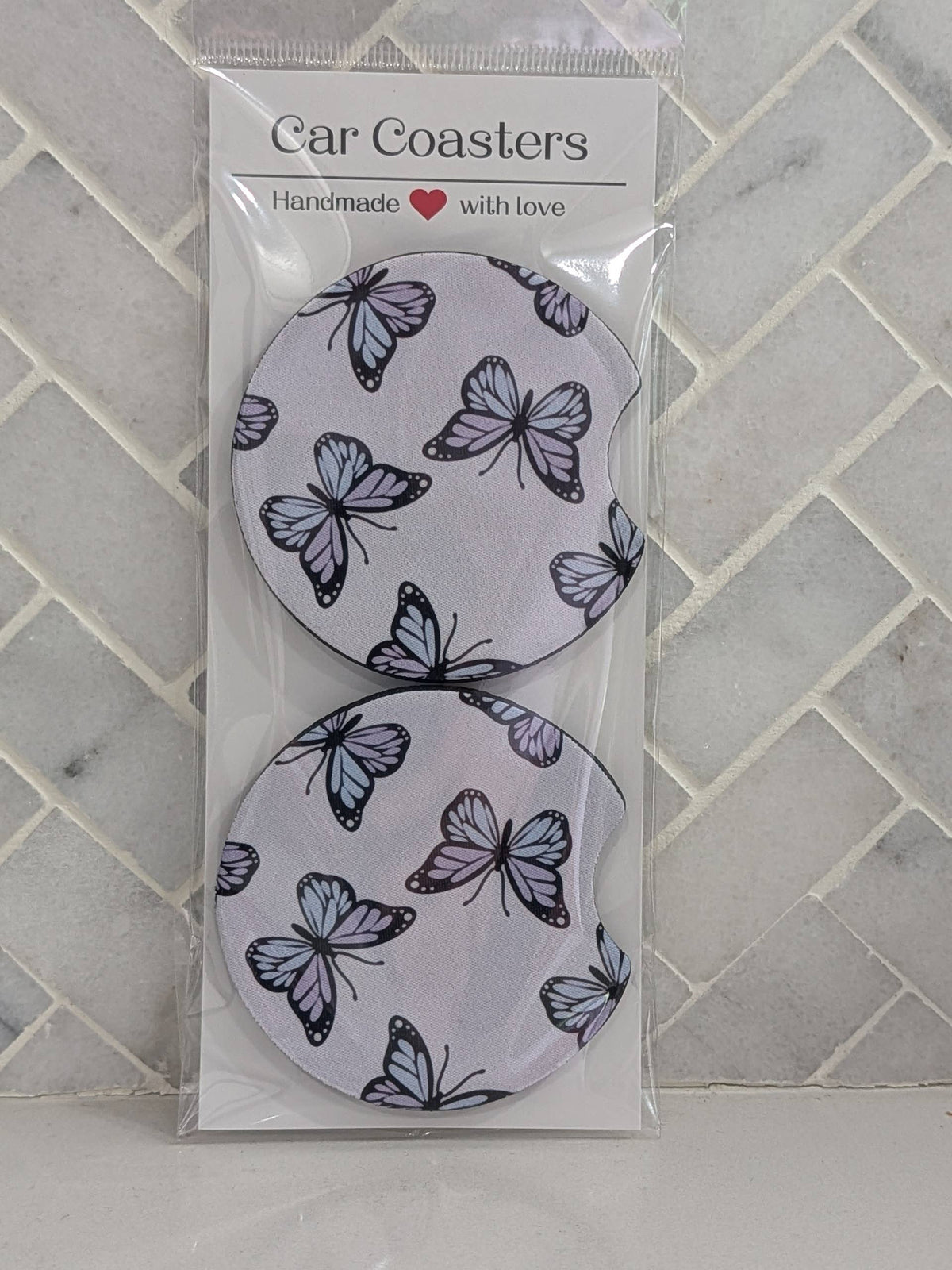 Purple Butterfly Car Coasters