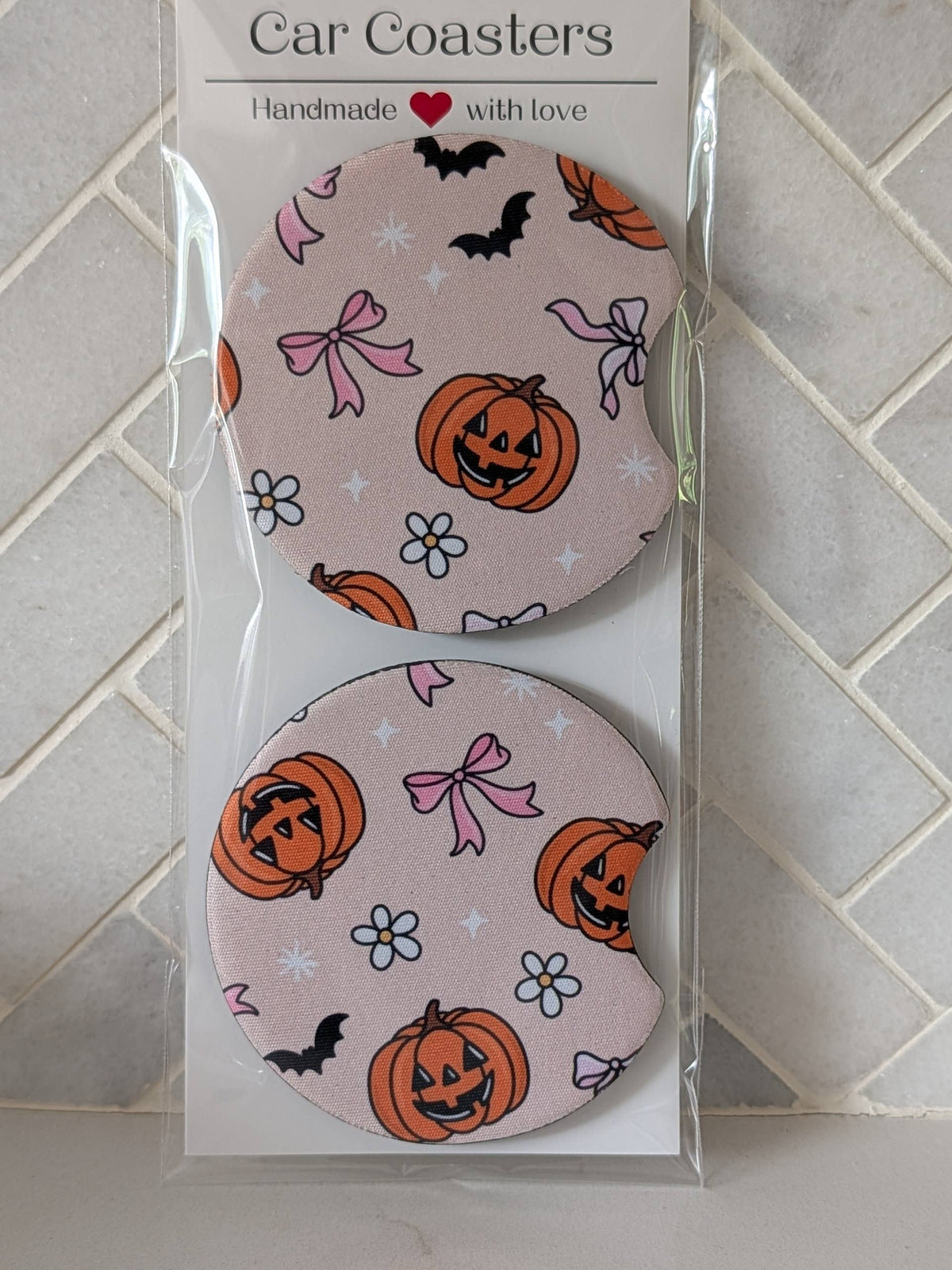 Pumpkin Batty Halloween Car Coasters