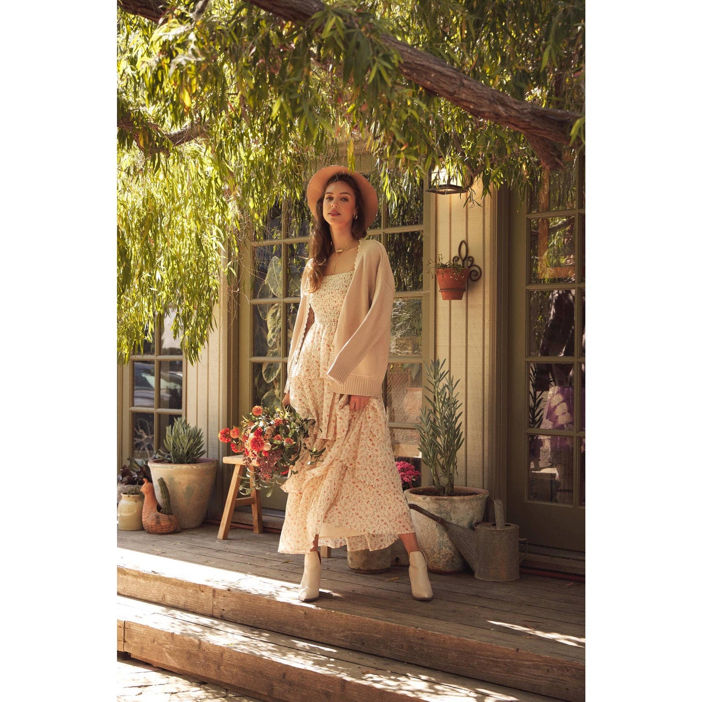 In February | Garden Floral Chiffon Maxi Dress