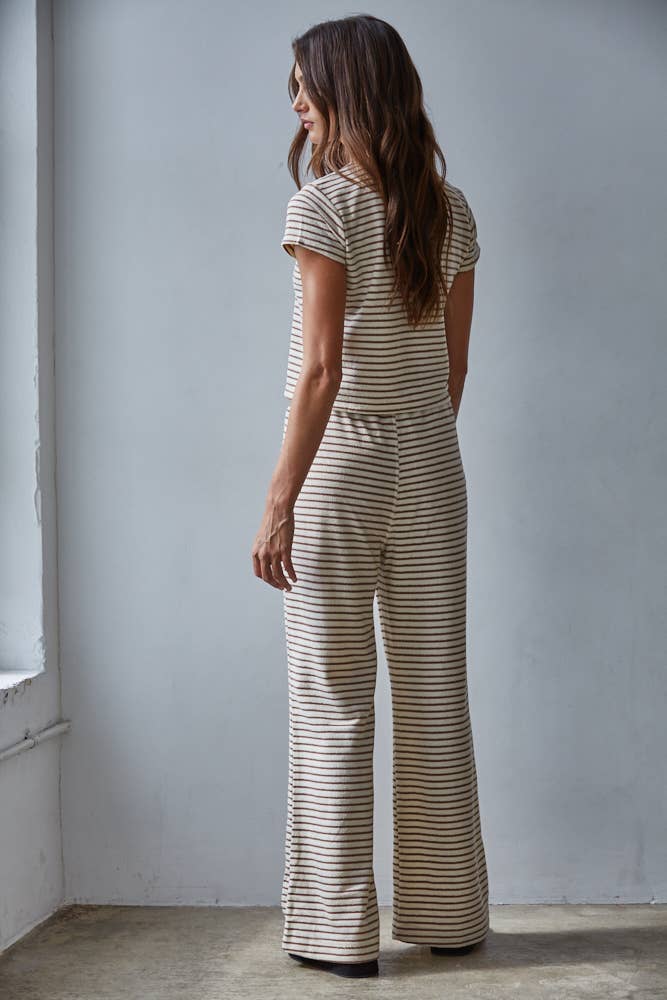 Knit Cotton Striped Short Sleeve Top