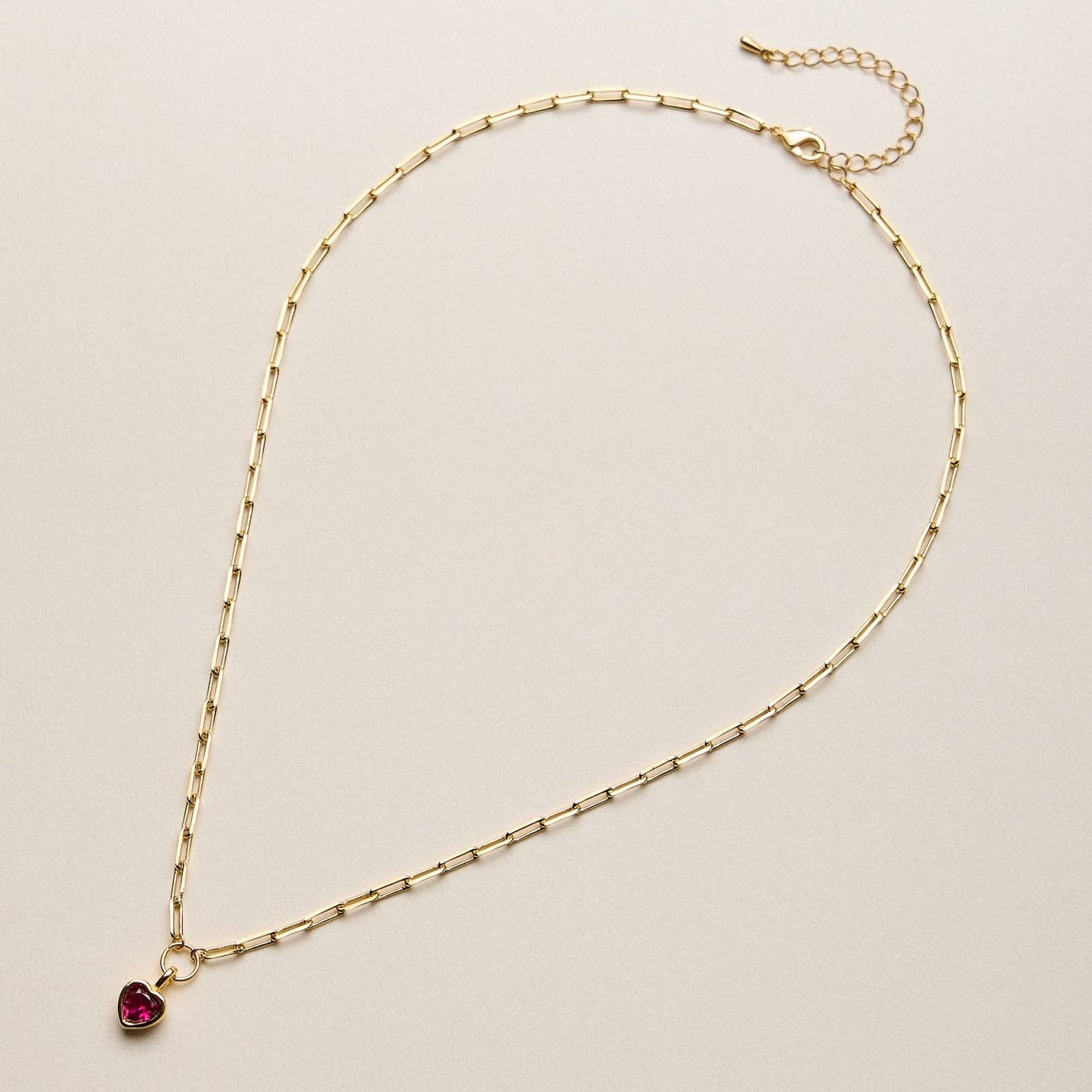 Gold Dipped Red Crystal Heart Necklace