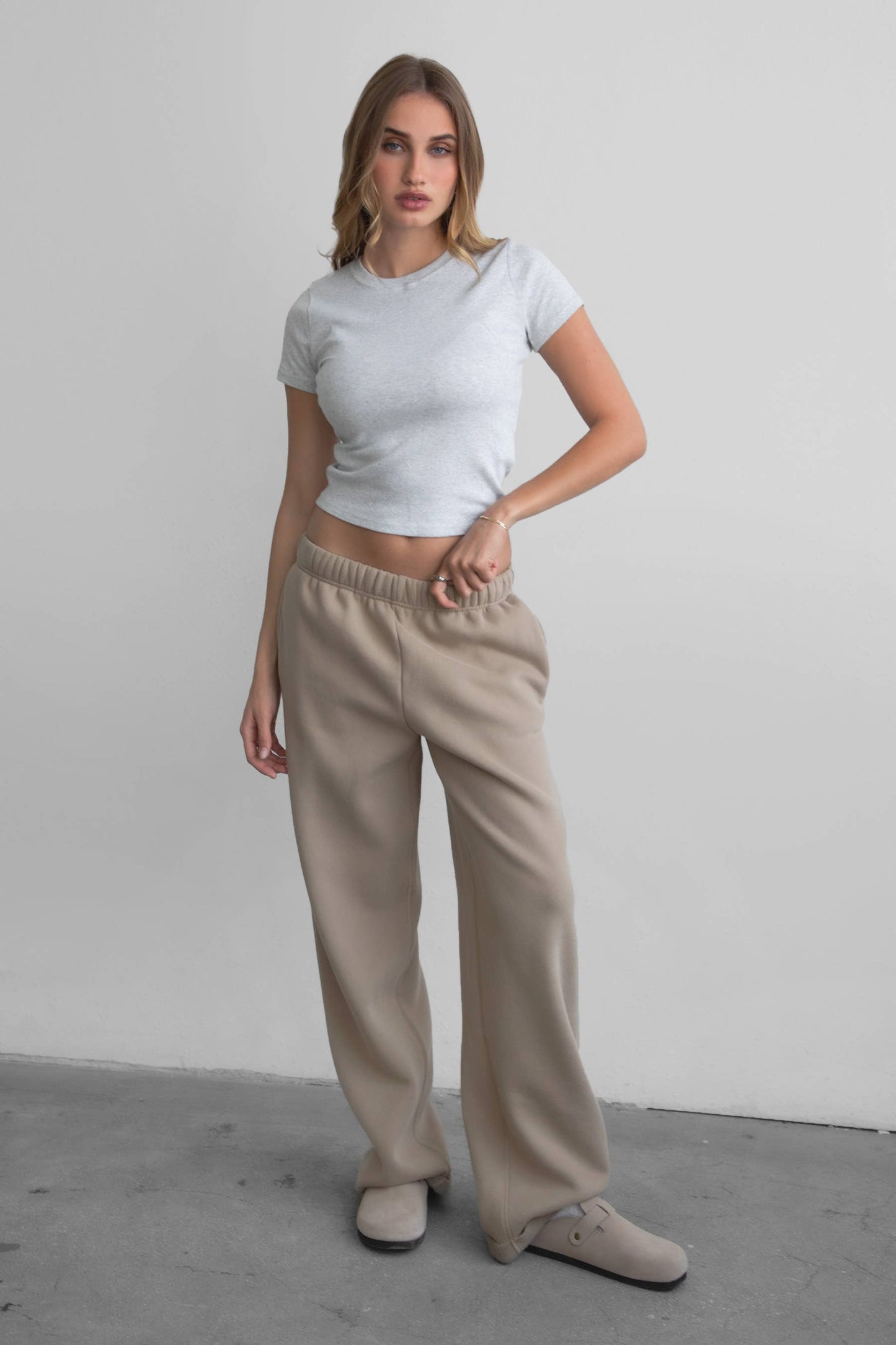 LANI Cloud Fleece Wide Leg Sweatpants Stretch Waist & Pocket