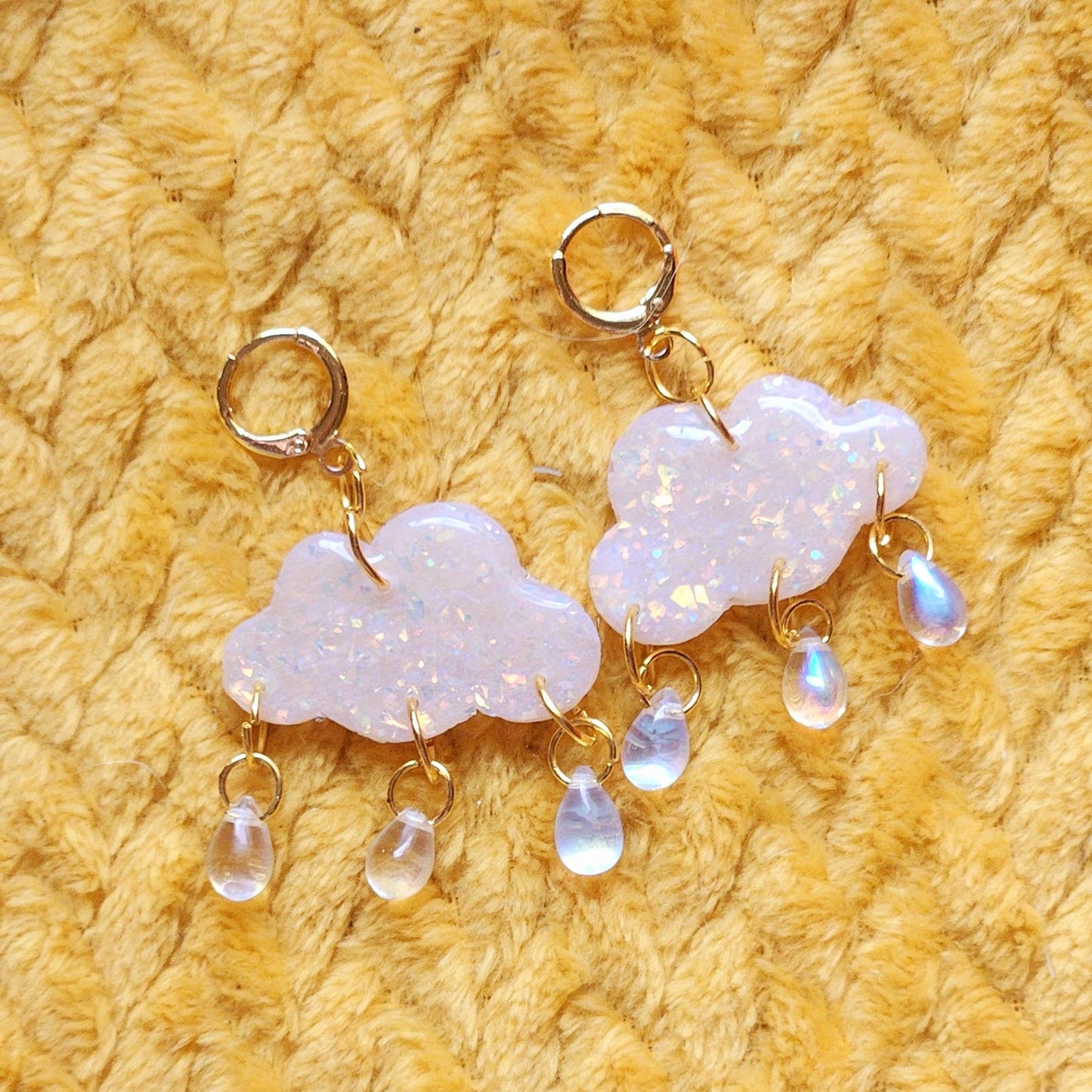 Opal earrings glitter cloud clay earrings cute iridescent