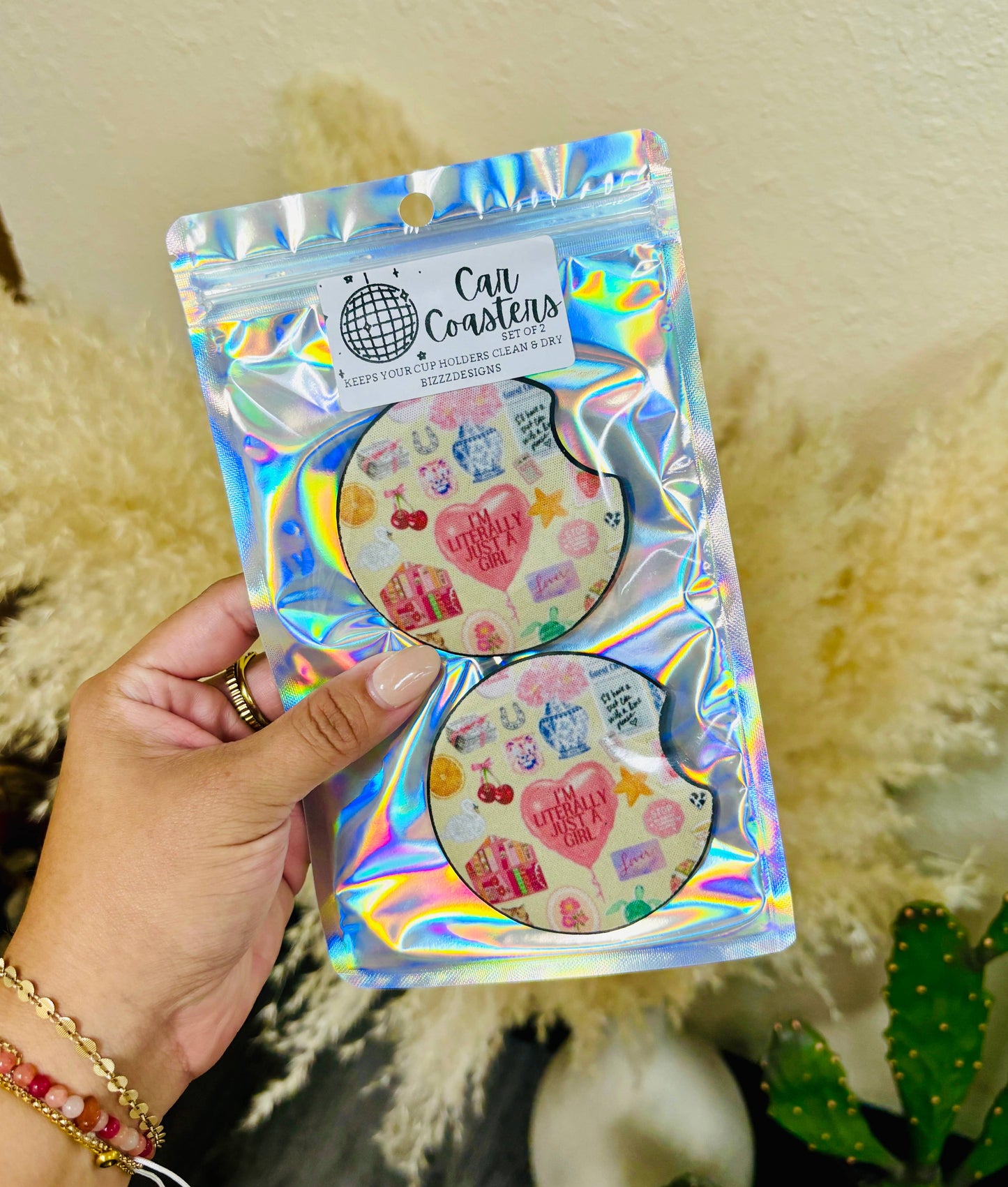 Just a Girl Coquette Car Coasters | Car Coasters Set of 5