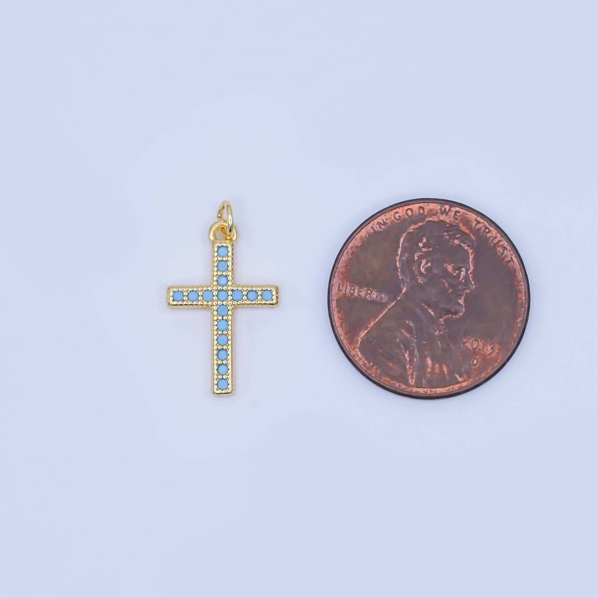 Turquoise Micro Paved Cross Charm