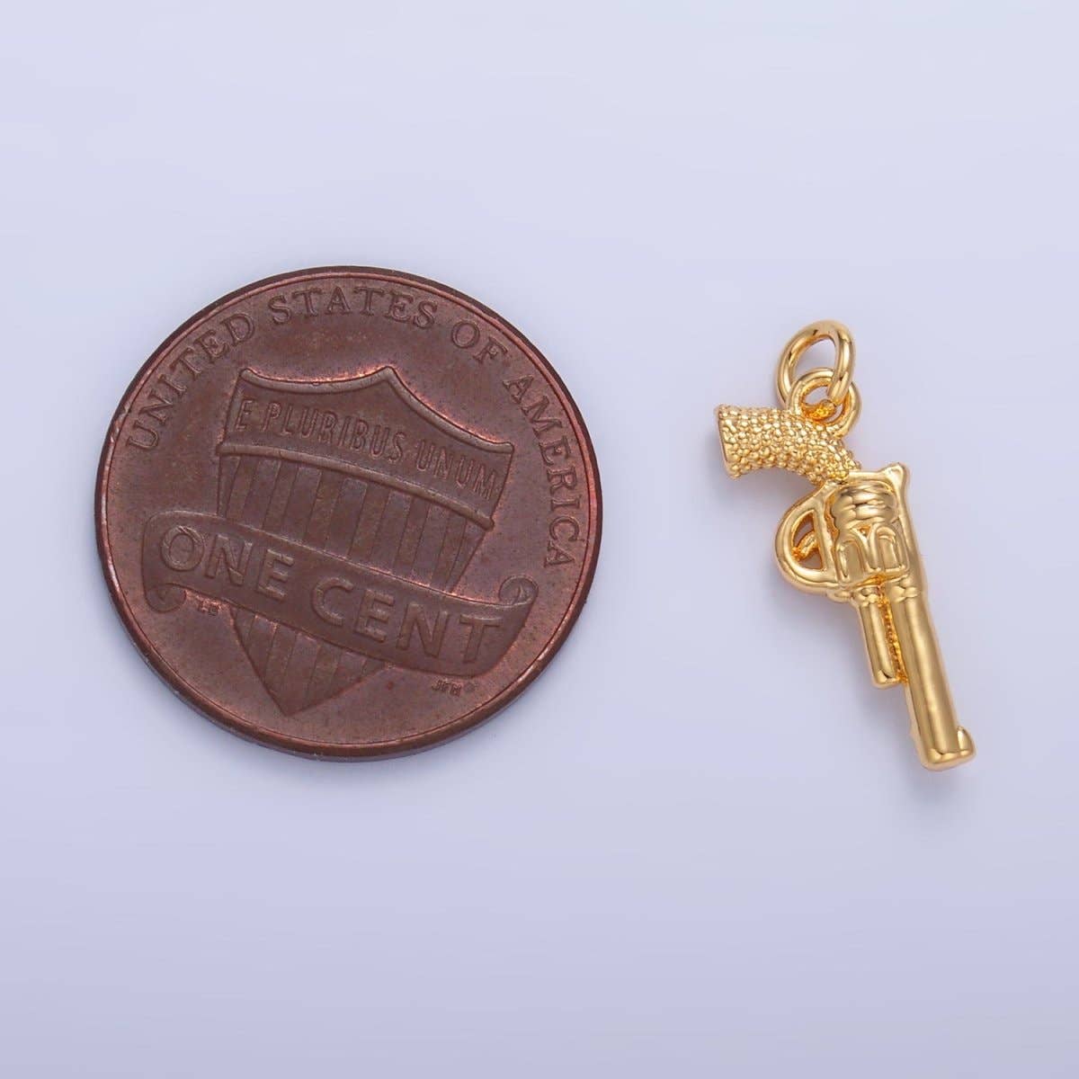 24K Gold Filled 16mm Riffle Gun Multidimensional 3D Charm in Gold & Silver | W798
