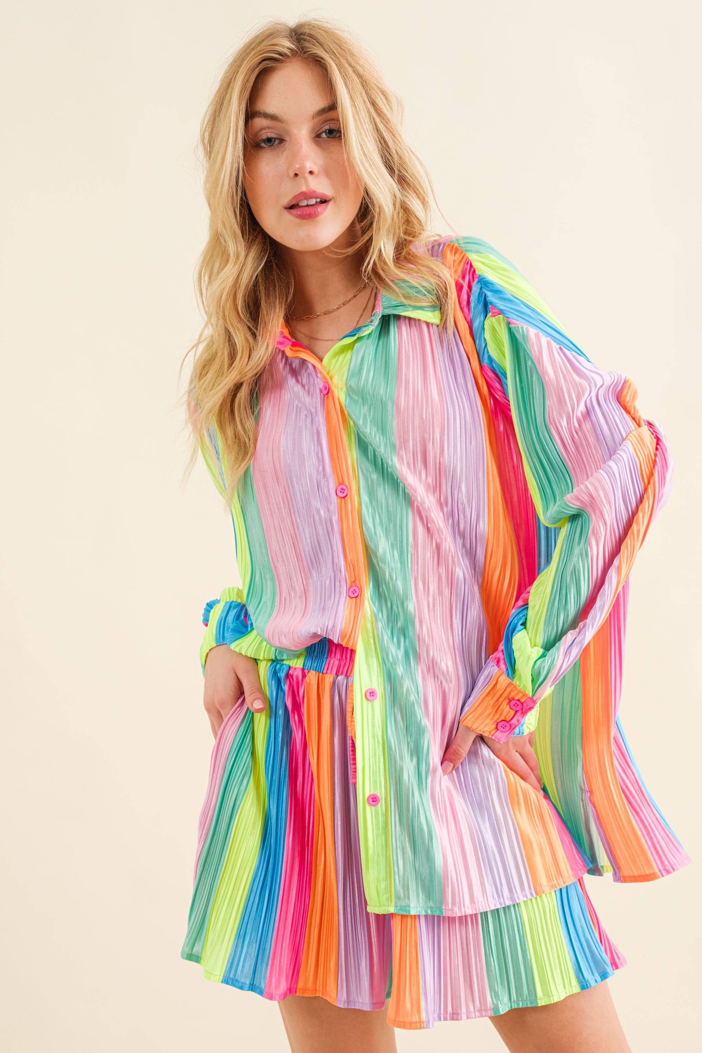 Neon Sun Pleated Set