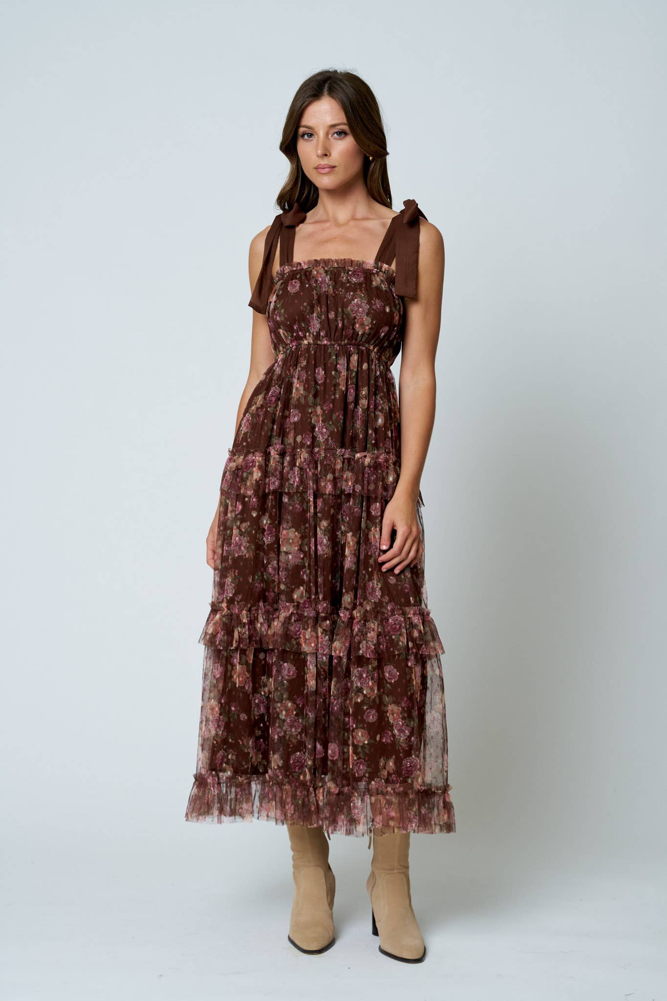 Floral Ruffled Midi Dress