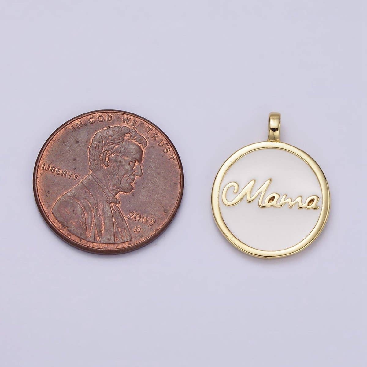"Mama" Script White Enamel Charm