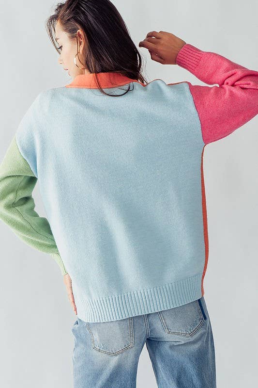 Bold, Bright, and basically Unstoppable Color Block Sweater