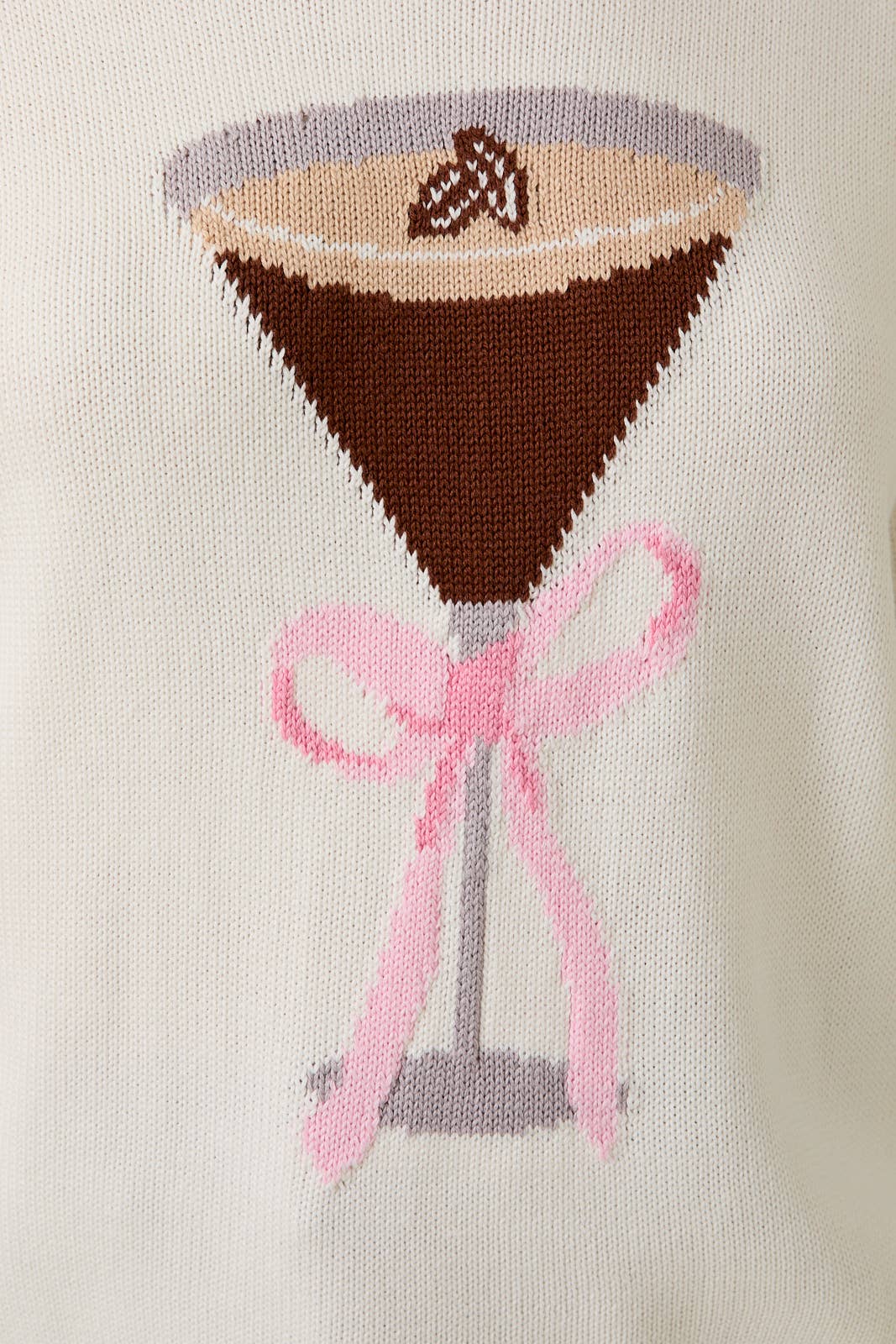 ROLL UP NECK ESPRESSO MARTINI GRAPHIC LT WEIGHT SWEATER