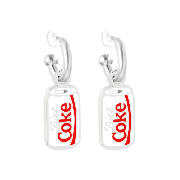 Diet Silver Soda Huggie Hoop Earrings