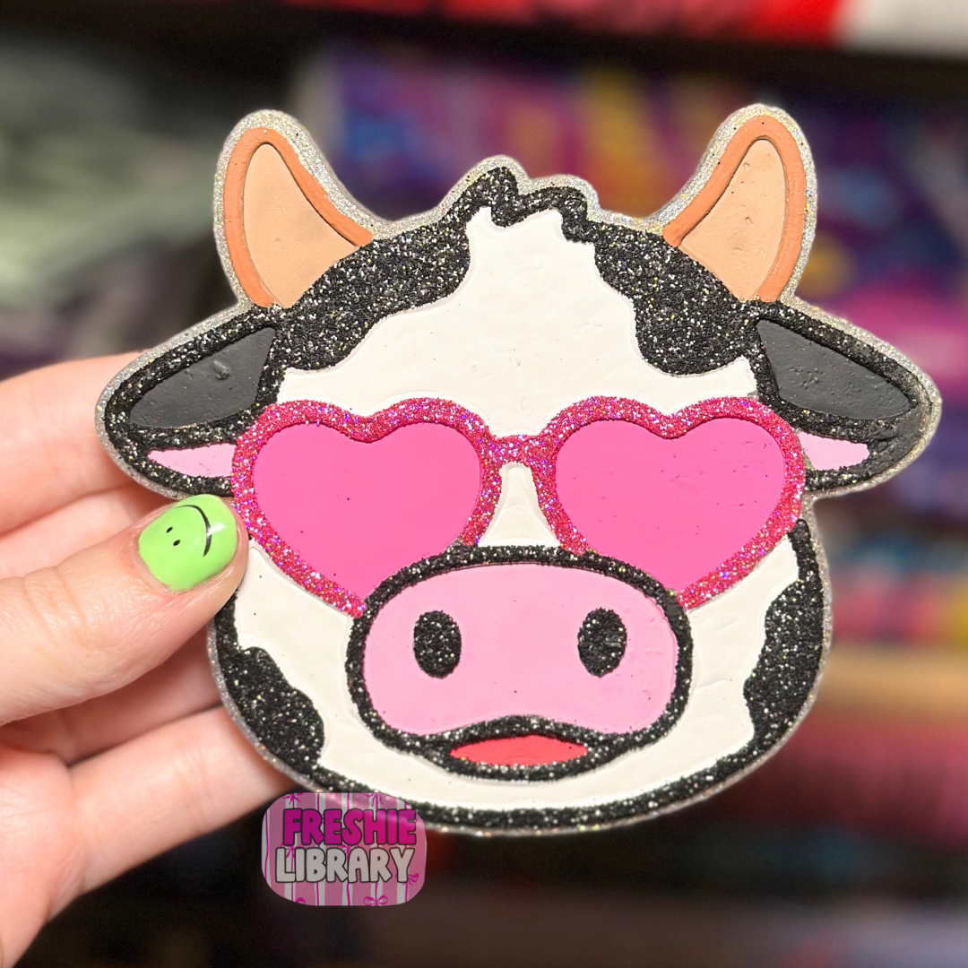 Adorable Cow with Heart Glasses Freshie