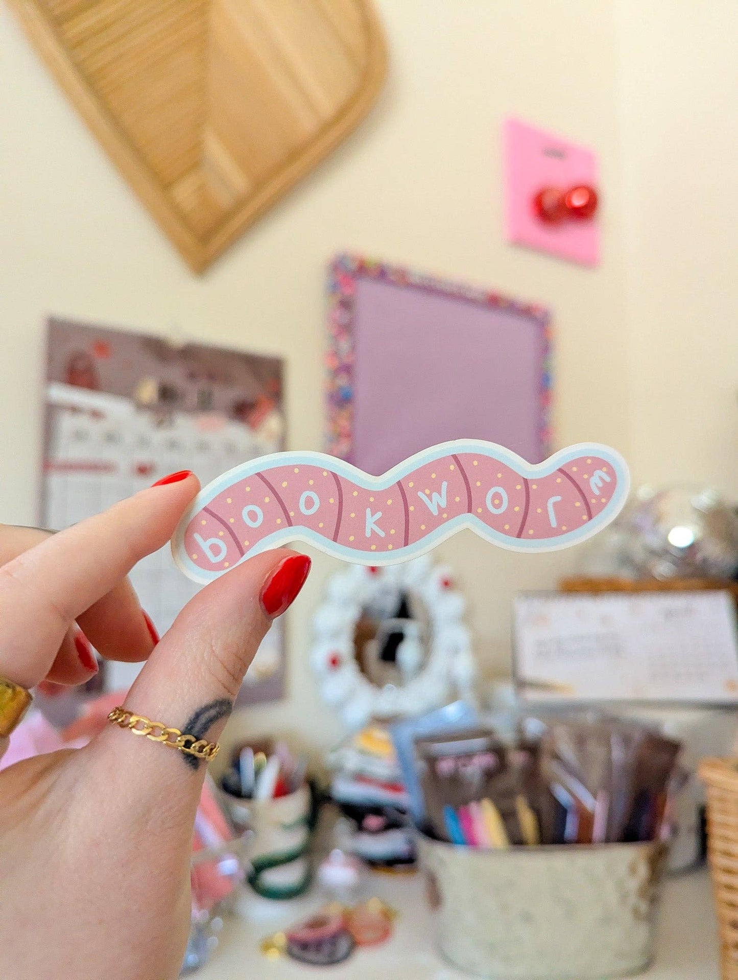 Bookworm matte sticker