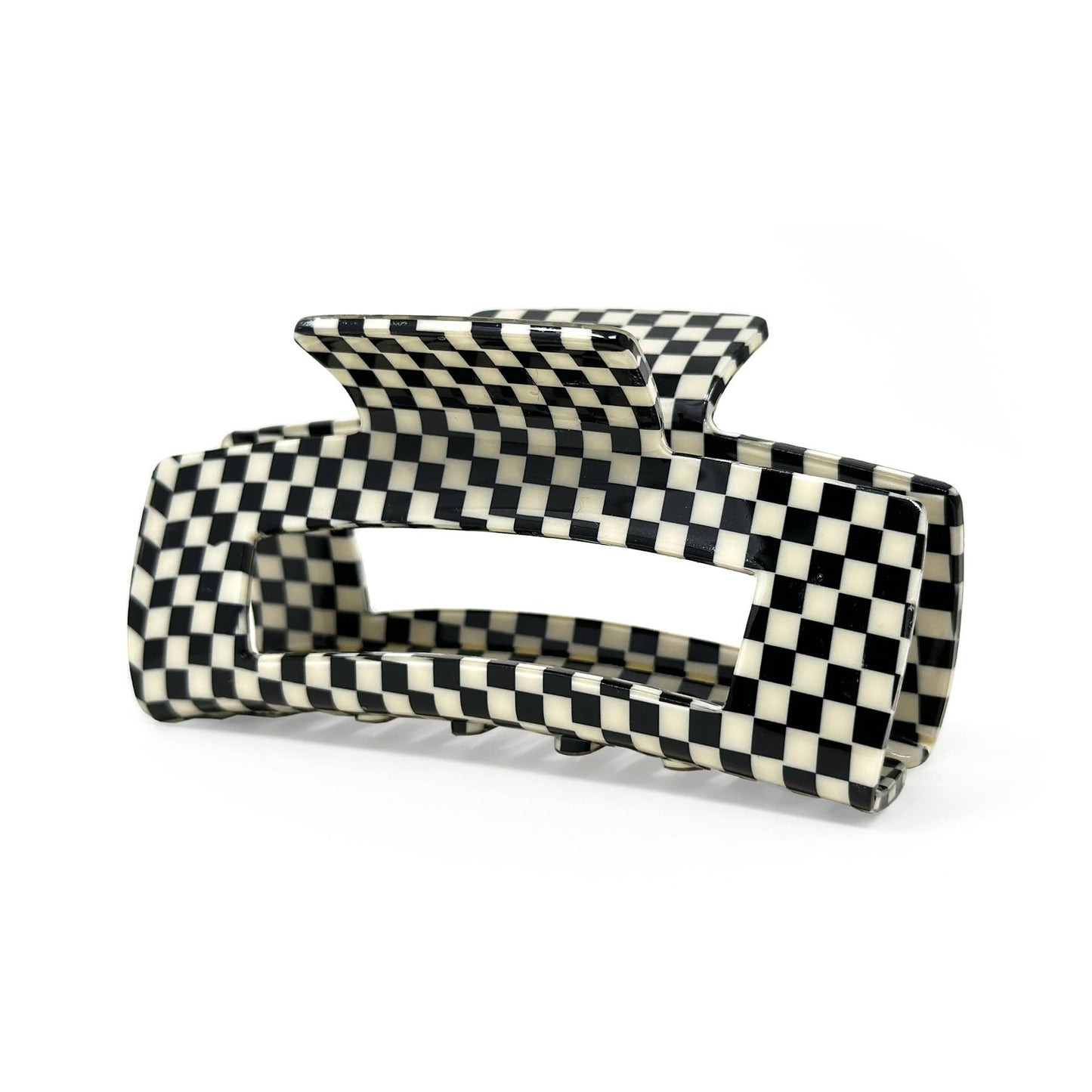 Black Checkered Hair Claw Clip – Classic & Trendy