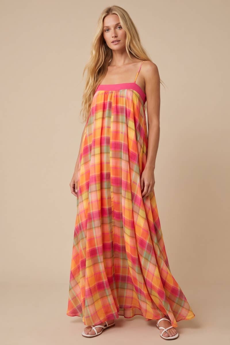 Sorbet Plaid Maxi Dress