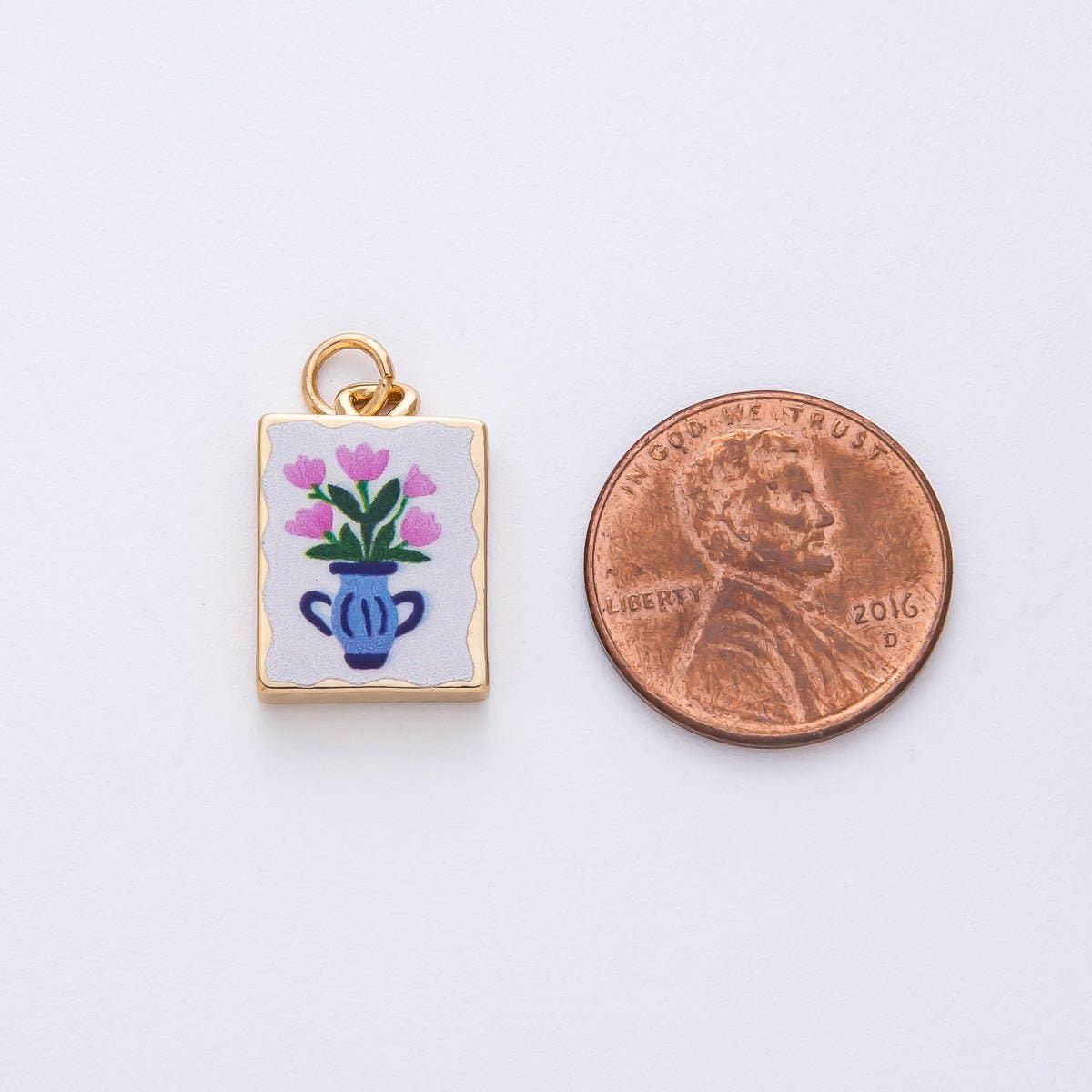 Pink Flower Portrait Charm