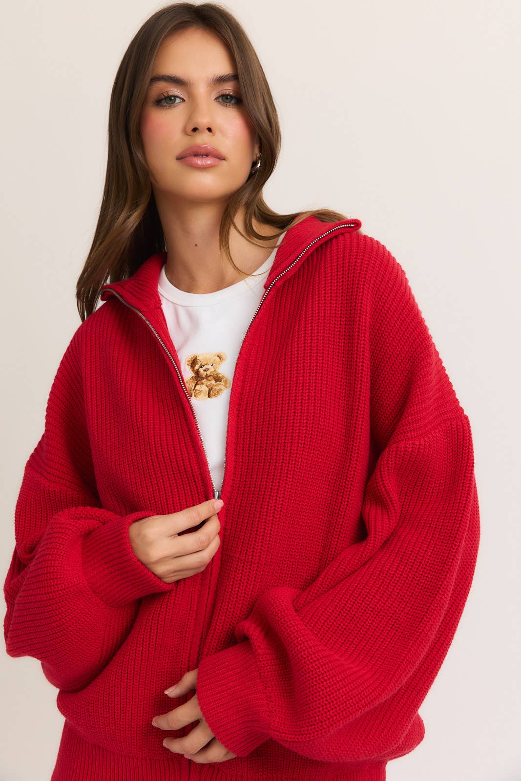 Le Lis | ZIP UP OVERSIZED SWEATER CARDIGAN