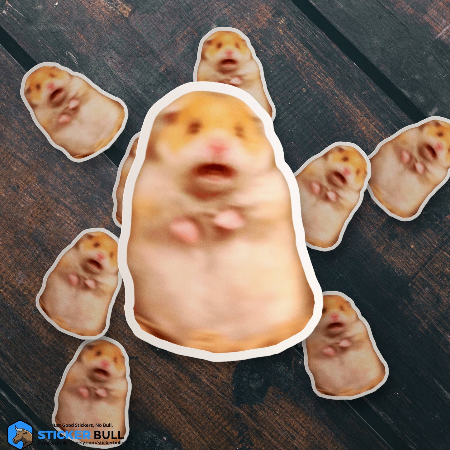 Scared Hamster Funny Meme Sticker, Waterproof Vinyl Sticker