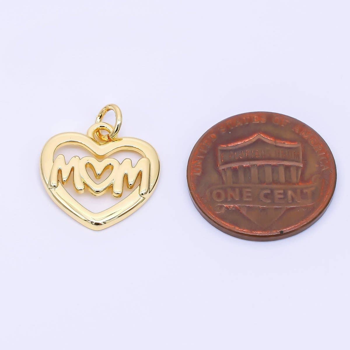 Open "MOM" Heart Charm