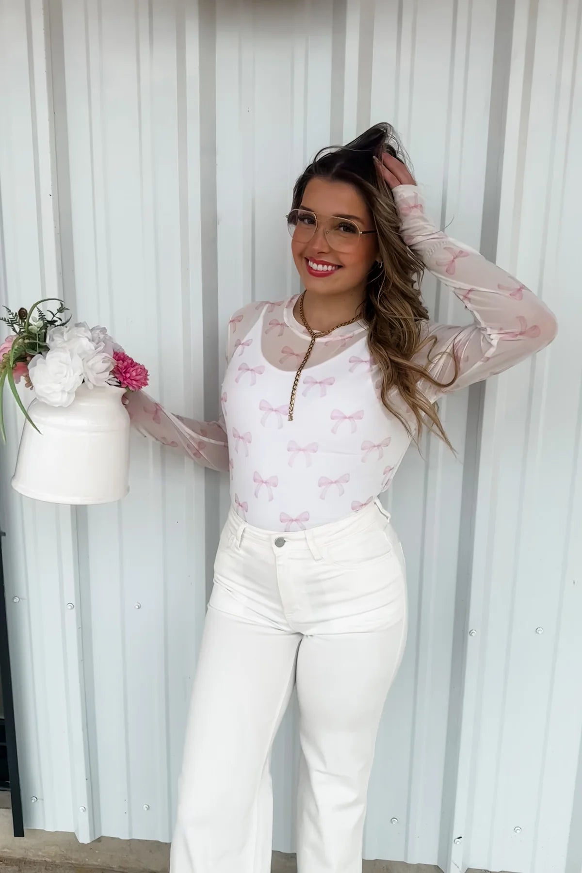 Bow Mesh Top