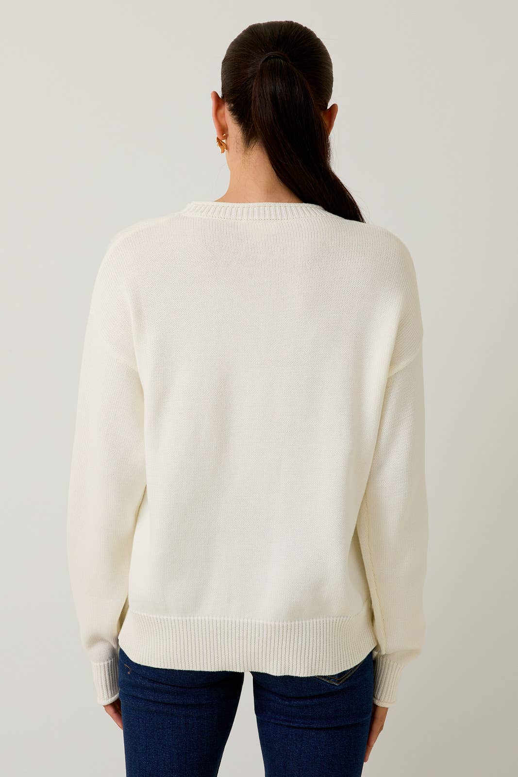 ROLL UP NECK ESPRESSO MARTINI GRAPHIC LT WEIGHT SWEATER