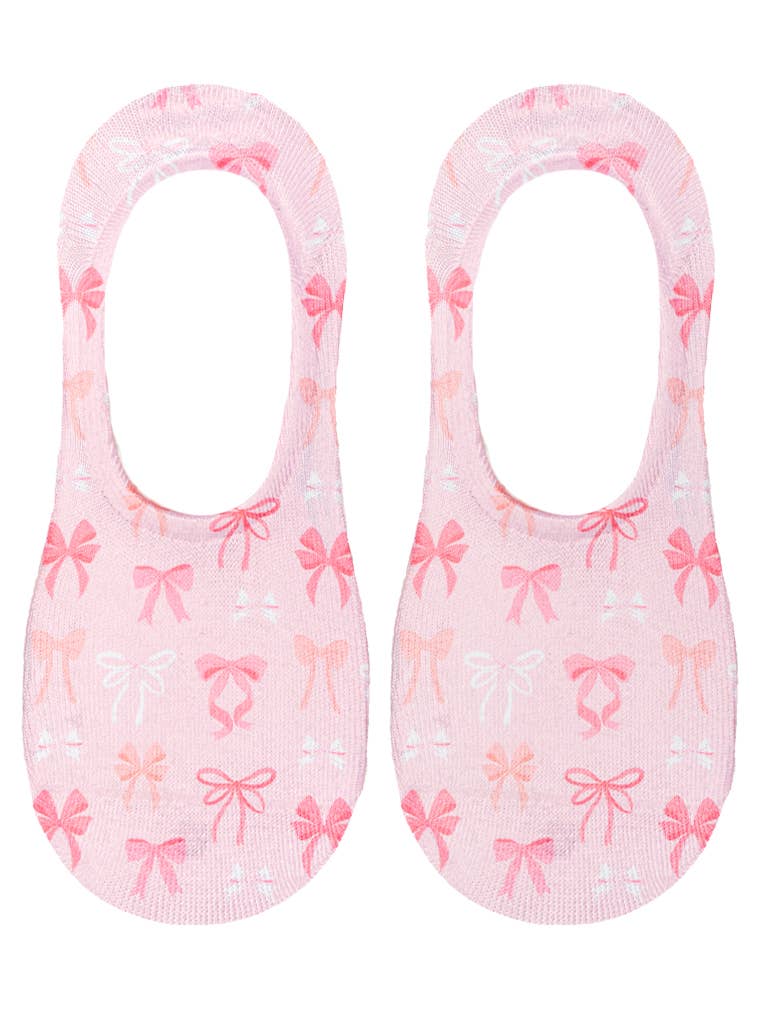 Pinky Bows-No-Show Socks