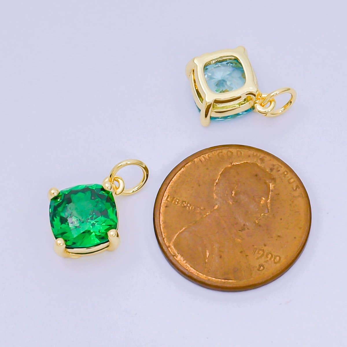 24K Gold Filled 13mm Rhombus Multicolor Birthstone CZ Charm in Gold | AC1561 - AC1567