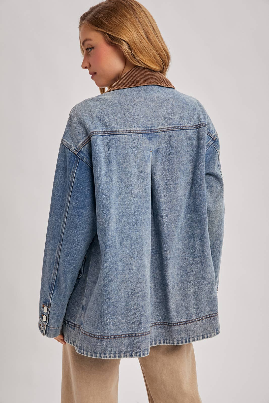 DENIM CORDUROY COLLAR CONTRAST BARN COAT