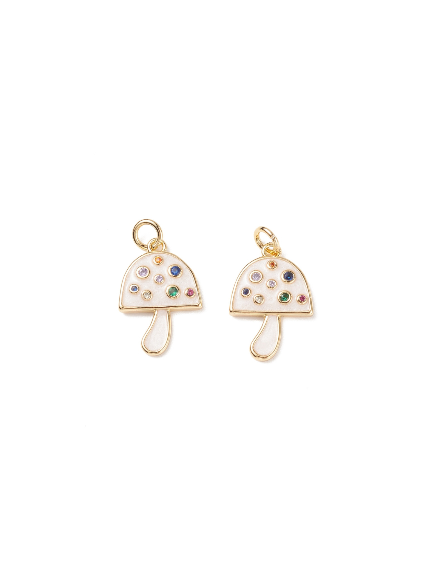 * Gold & Pearlescent Embellished Mushroom Charm