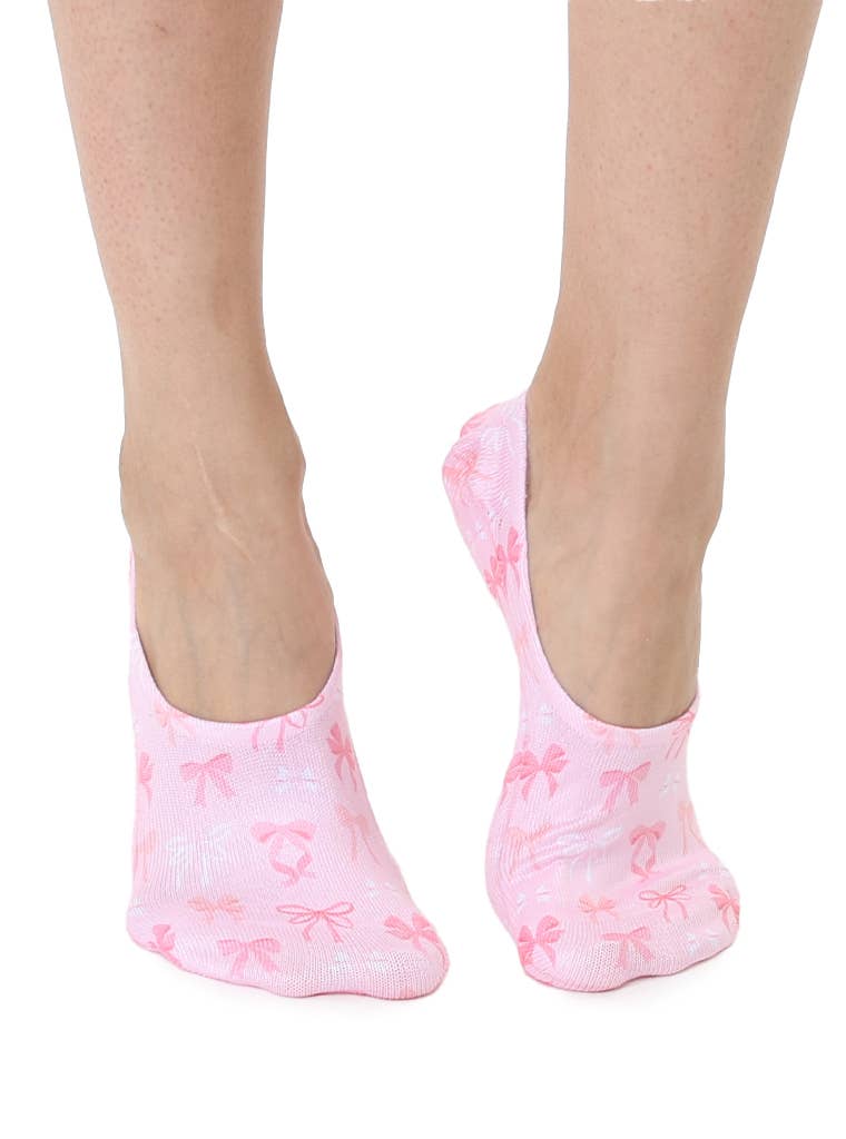 Pinky Bows-No-Show Socks