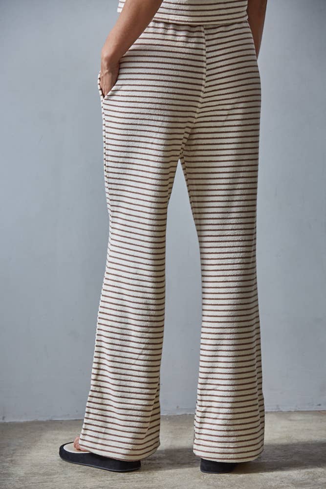 Knit Cotton Striped Flare Pants