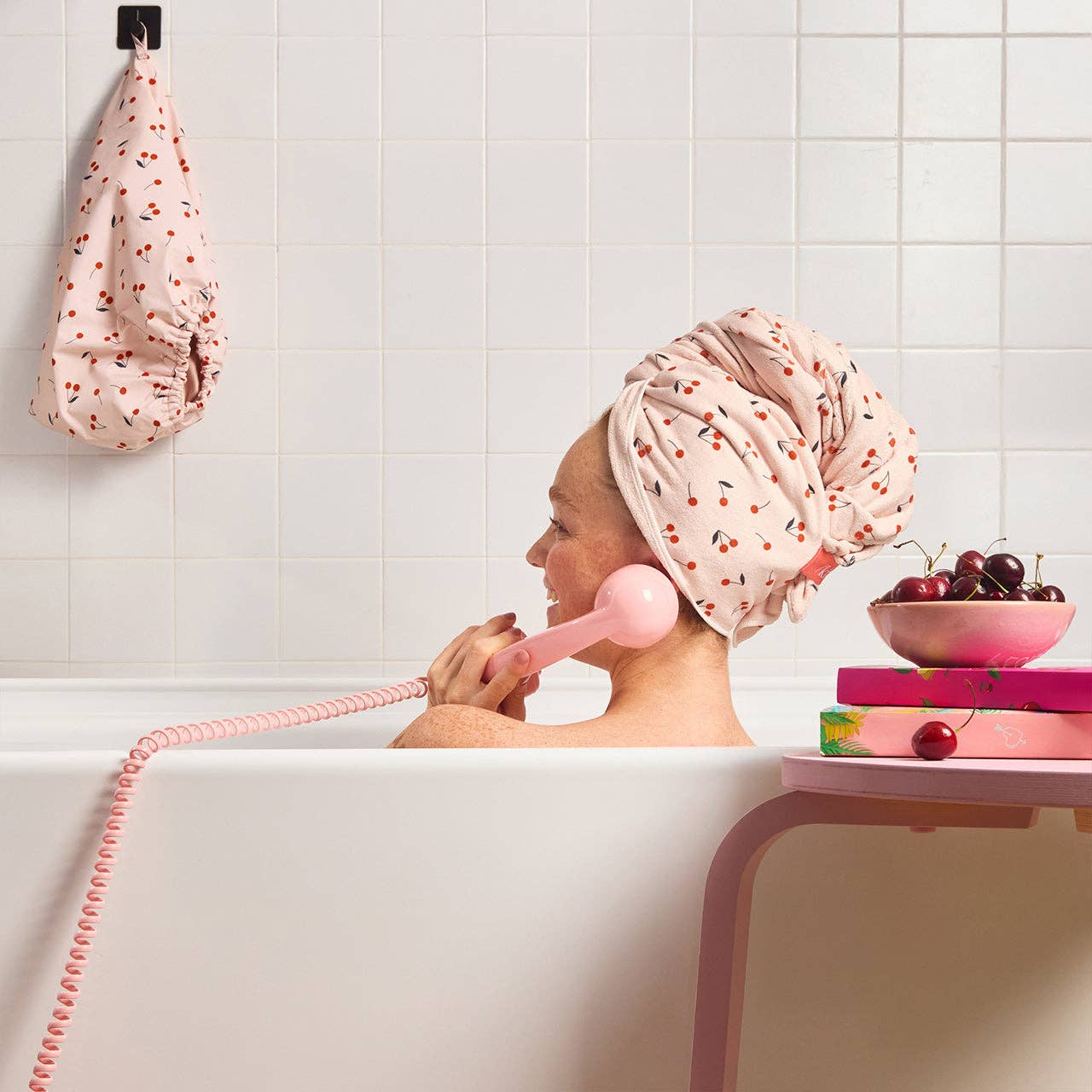 Kitsch | XL Hair Towel Wrap - Cherry Print