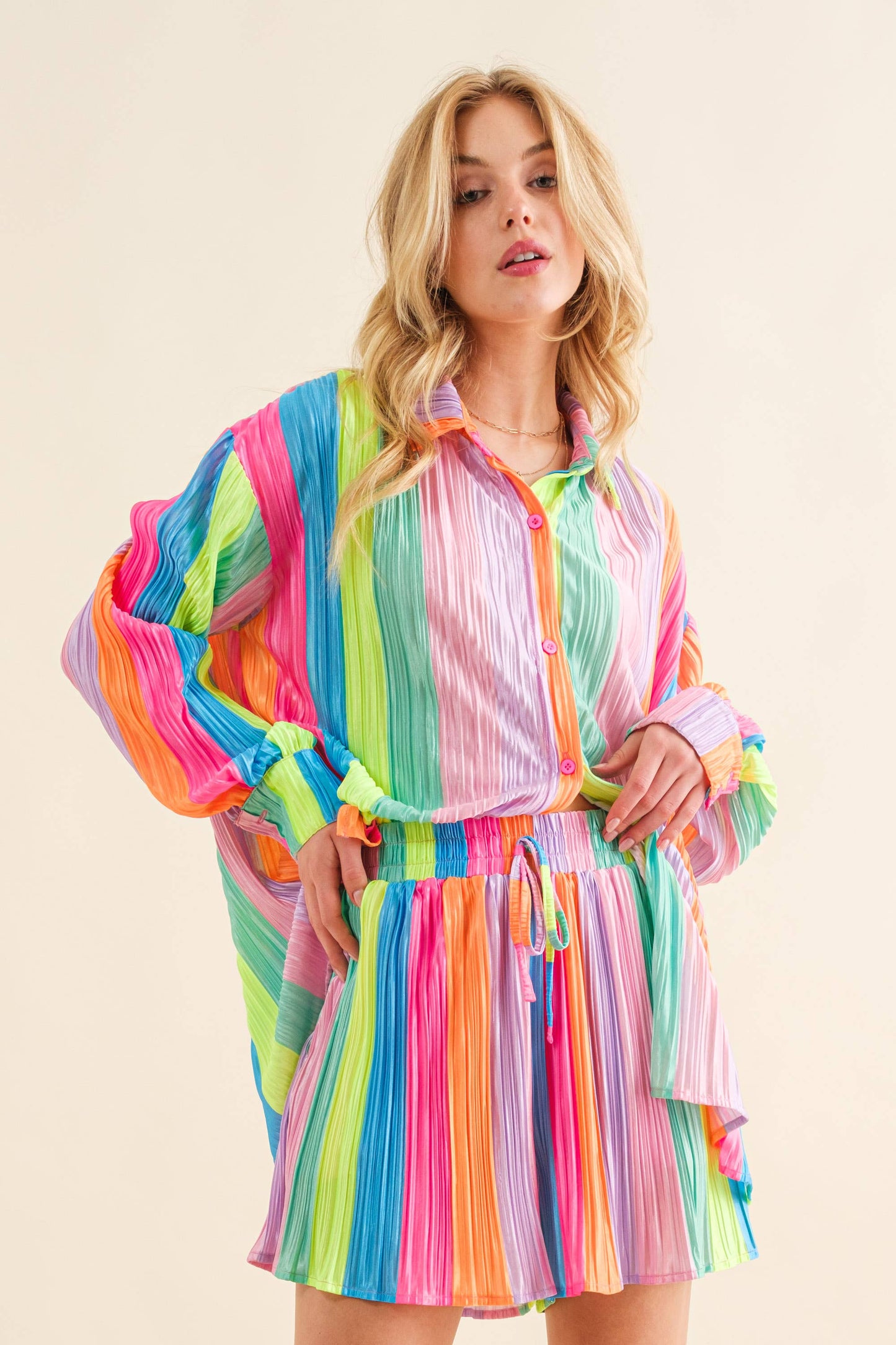 Neon Sun Pleated Set