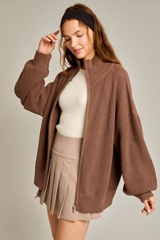Le Lis | ZIP UP OVERSIZED SWEATER CARDIGAN
