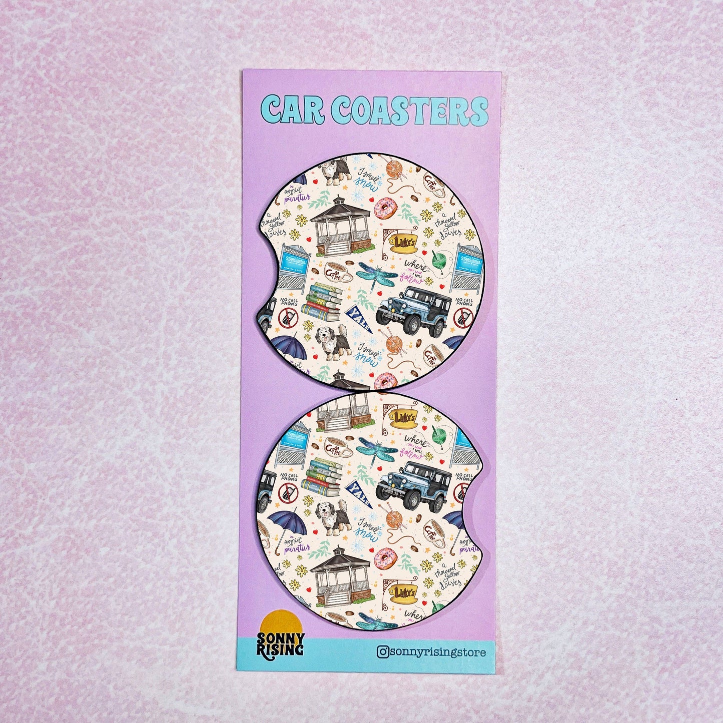 2 Car Coasters, Gilmore Icons Pattern