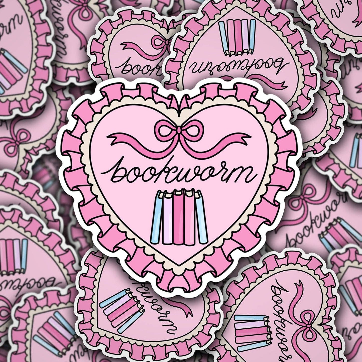 Vinyl Decal Bookworm Heart