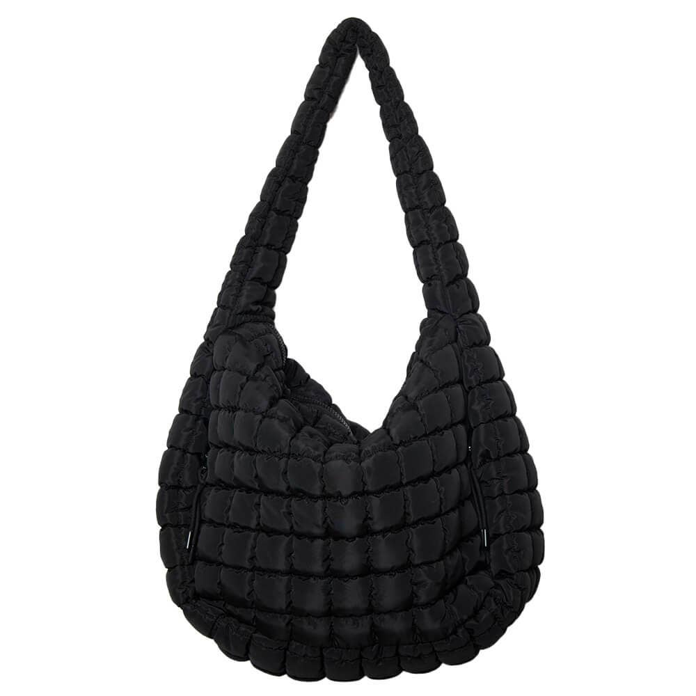 Black Oversized Mother's Day Quilted Hobo Tote Bag