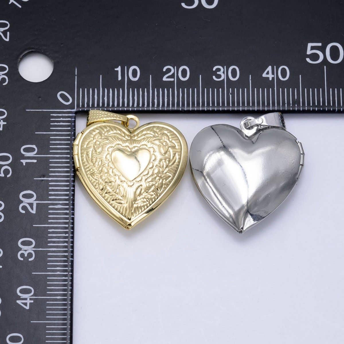 14K Gold Filled Engraved Flower Leaf Sunburst Heart Locket Pendant in Gold & Silver | H049