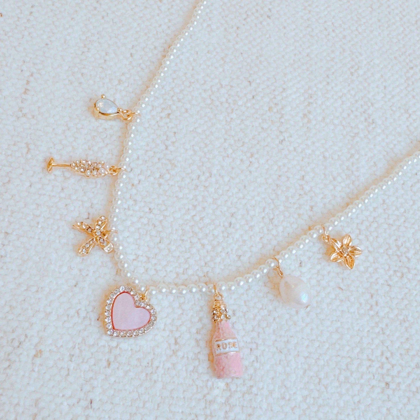Pink Wink Celebration Multi Charm Necklace