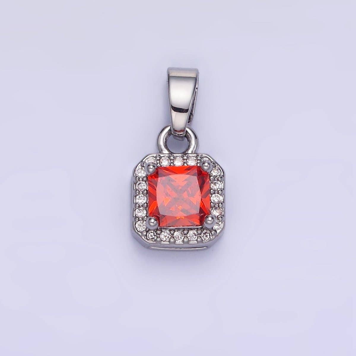14K Gold Filled CZ Micro Paved Edged Square Pendant in Gold & Silver | AA1270 - AA1280