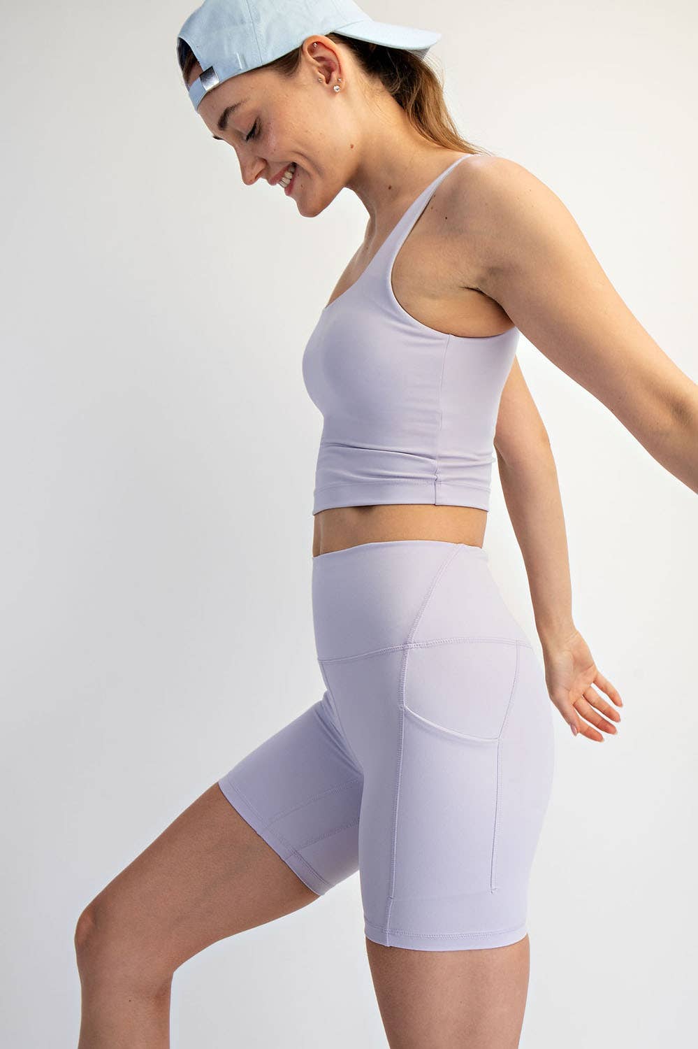 NYLON BUTTER SQUARE NECK CROPPED TANK
