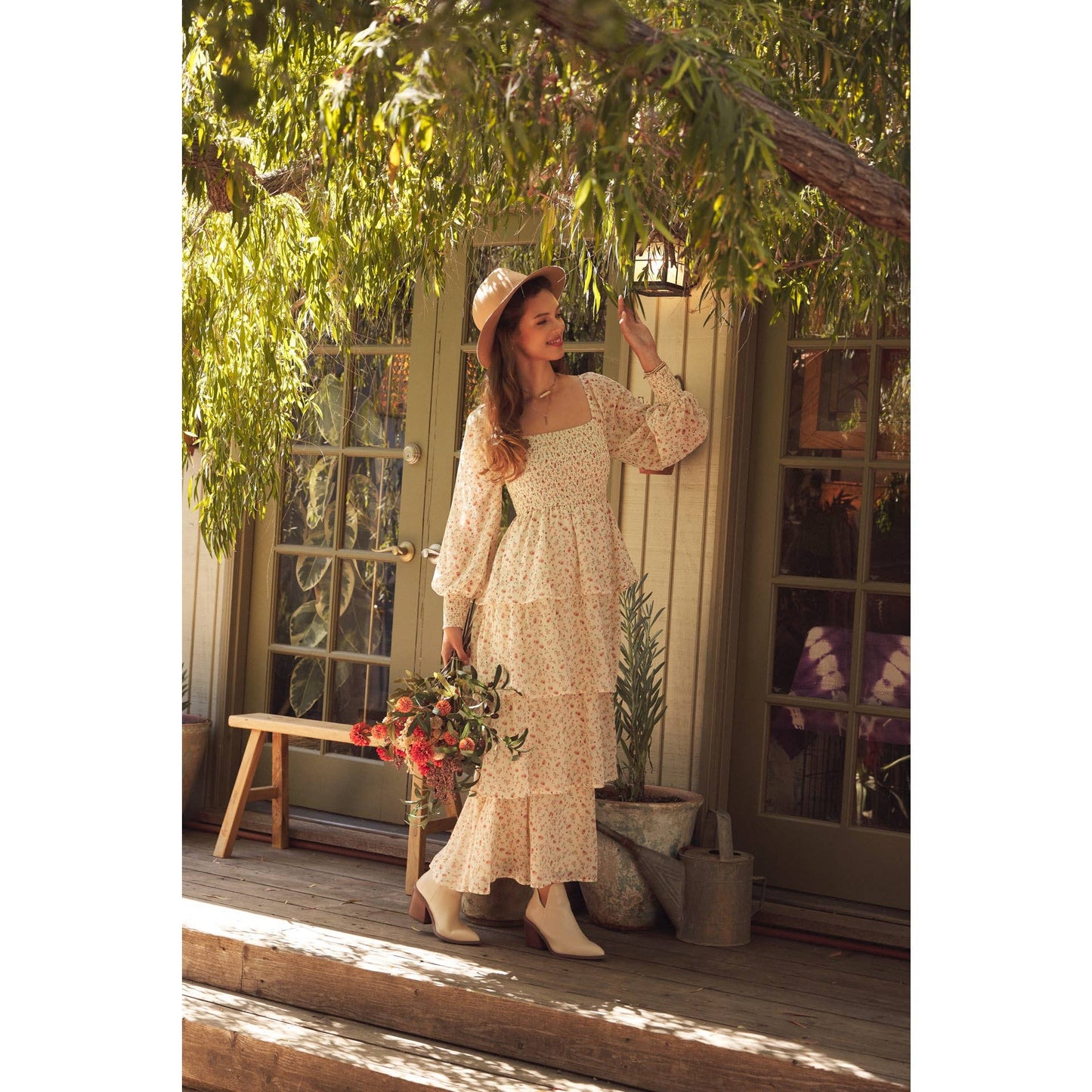 In February | Garden Floral Chiffon Maxi Dress