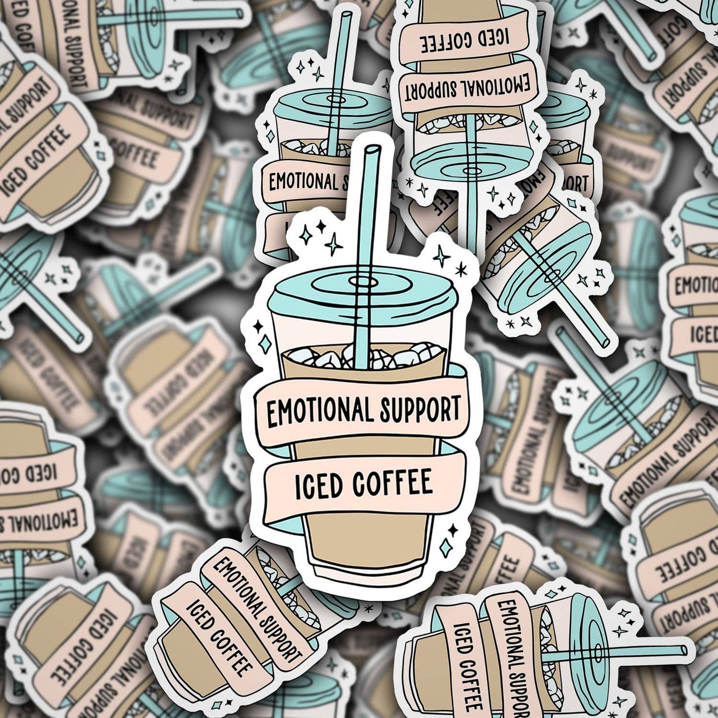 Vinyl Decal Emotional Support Iced Coffee