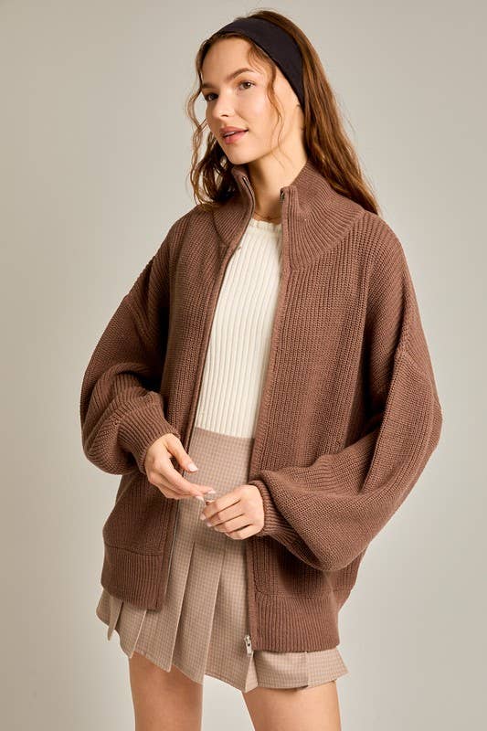 Le Lis | ZIP UP OVERSIZED SWEATER CARDIGAN