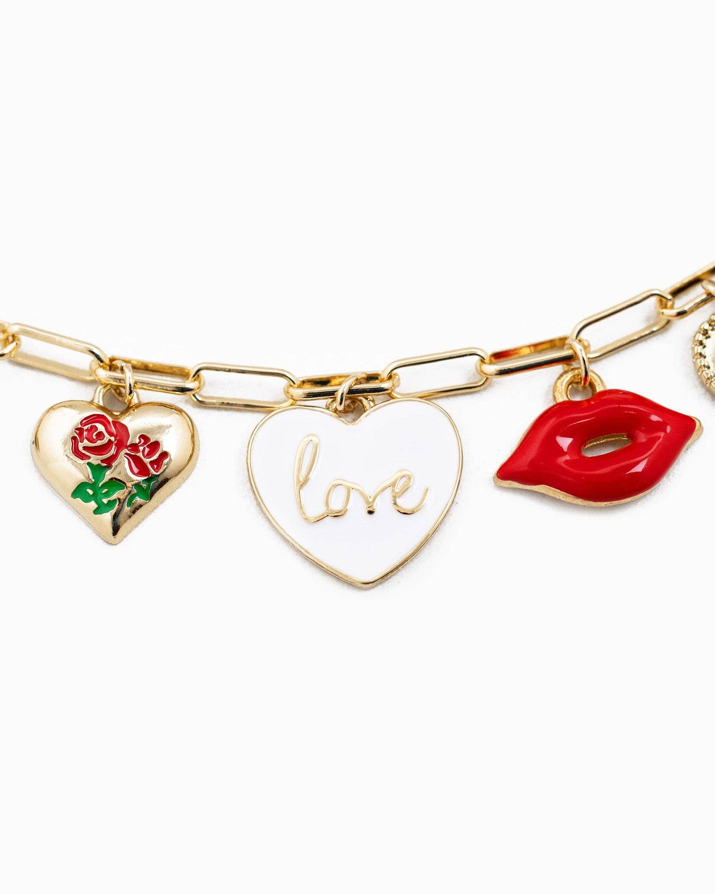 Kiss Me Red Seven Charm Bracelet